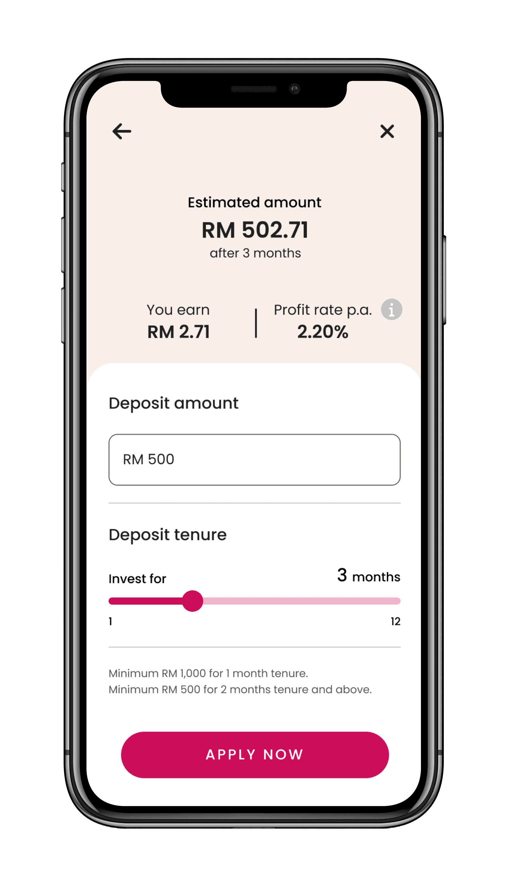 Estimated amount Term Deposit-i in Be U by Bank Islam app